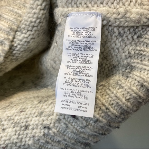 J. Crew Merino Blend Striped Sweater Grey & White Preppy Mohair Wool Pullover XS - Picture 5 of 7